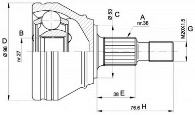 OPEN PARTS cvj544210 -  Шарнирный комплект, приводной вал